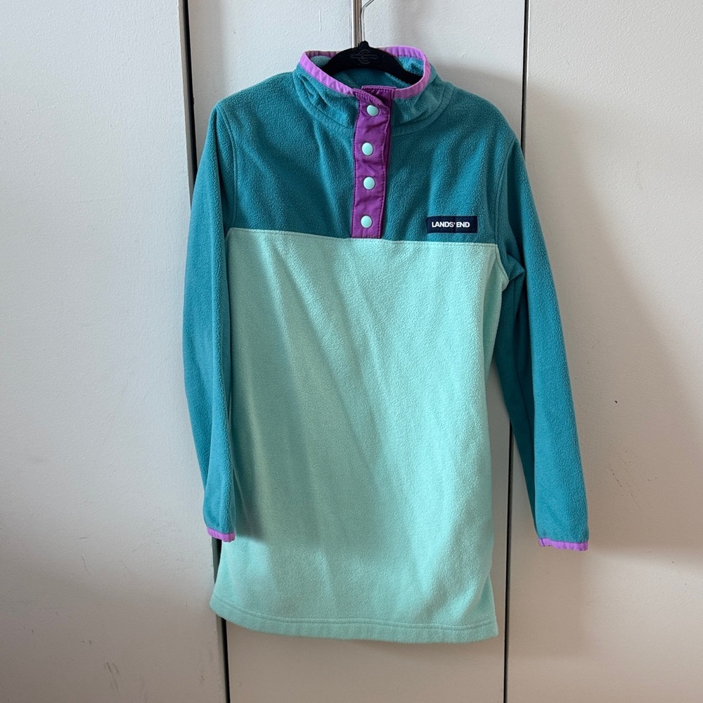 Lands' End Kids' Teal and Mint Fleece top